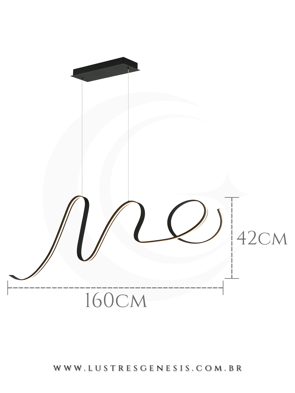 Lustre Pendente de LED Moderno 160cm Preto Lustres Genesis loja online de Lustres e Iluminação Decorativa